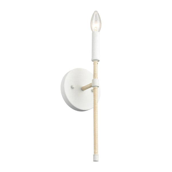 Atlas Breezeway 14.25" Coastal-Inspired 1-Light Sconce with White Coral Finish & Rattan Accent for Modern Spaces WL11036-WH