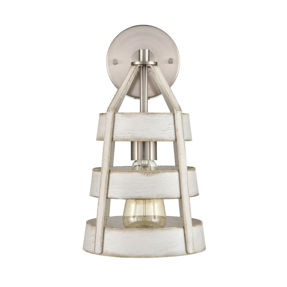 Atlas Brigantine 14'' High 1-Light Sconce - Coastal-Inspired Design for Brightening Any Indoor Space Satin Nickel WL11037-WH