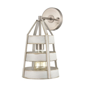 Atlas Brigantine 14'' High 1-Light Sconce - Coastal-Inspired Design for Brightening Any Indoor Space Satin Nickel WL11037-WH