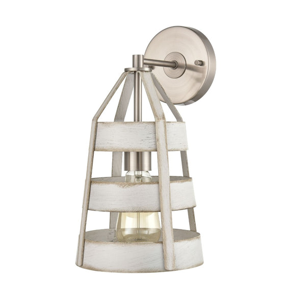 Atlas Brigantine 14'' High 1-Light Sconce - Coastal-Inspired Design for Brightening Any Indoor Space Satin Nickel WL11037-WH