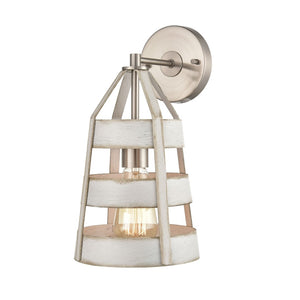 Atlas Brigantine 14'' High 1-Light Sconce - Coastal-Inspired Design for Brightening Any Indoor Space Satin Nickel WL11037-WH