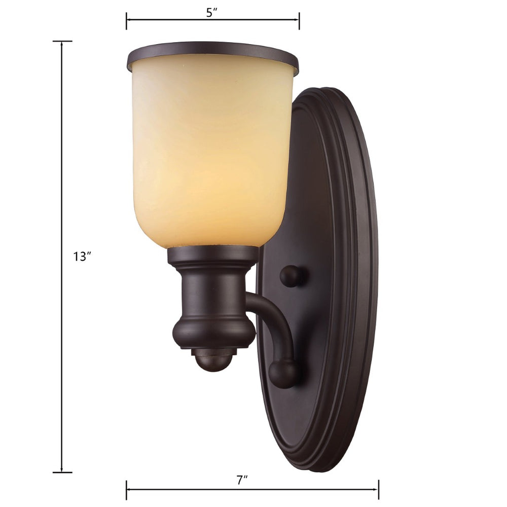 Atlas Brooksdale 1-Light Sconce – Vintage-Inspired Wall Fixture for Timeless Indoor Elegance and Style Oiled Bronze WL11038-BZ