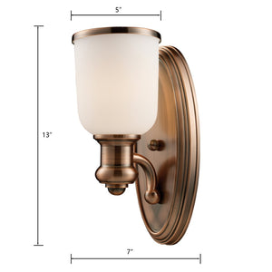 Atlas Brooksdale 1-Light Sconce – Vintage-Inspired Wall Fixture for Timeless Indoor Elegance and Style Antique Copper WL11038-GD