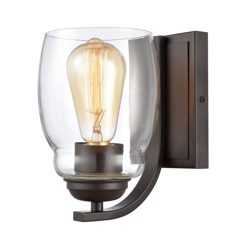 Atlas Calistoga 1-Light Wall Sconce - Elegant Clear Glass Shade in Oil Rubbed Bronze for Stylish Interiors WL11039-BZ