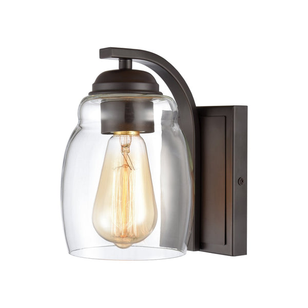 Atlas Calistoga 1-Light Wall Sconce - Elegant Clear Glass Shade in Oil Rubbed Bronze for Stylish Interiors WL11039-BZ