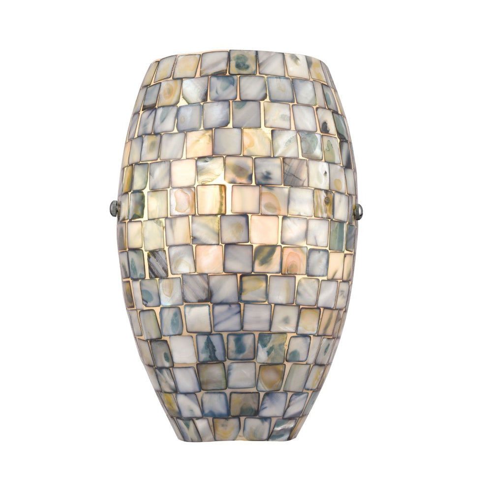 Atlas Capri 8" High 1-Light Sconce - Handcrafted Capiz Shell Design in Satin Nickel for Elegant Spaces WL11040-GY
