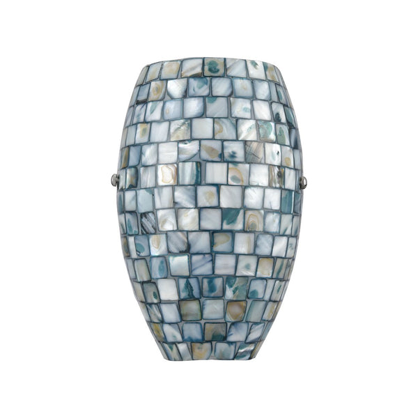 Atlas Capri 8" High 1-Light Sconce - Handcrafted Capiz Shell Design in Satin Nickel for Elegant Spaces WL11040-GY