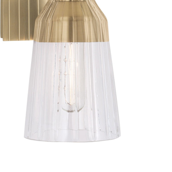 Atlas Carnival 1-Light Wall Sconce in Satin Brass with Striped Glass for Stylish Ambient Lighting Decor WL11041-BS