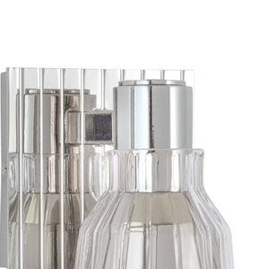 Atlas Carnival 9'' High 1-Light Sconce - Polished Nickel with Criss-Cross Design and Striped Glass Shade WL11041-NK
