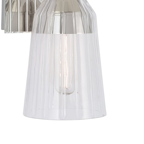 Atlas Carnival 9'' High 1-Light Sconce - Polished Nickel with Criss-Cross Design and Striped Glass Shade WL11041-NK