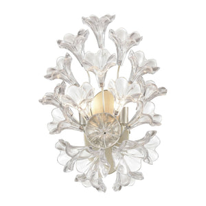 Atlas Celene 2-Light Sconce - Elegant Aged Silver Wall Fixture with Clear Glass Floral Shades for Indoor Use WL11042-SV