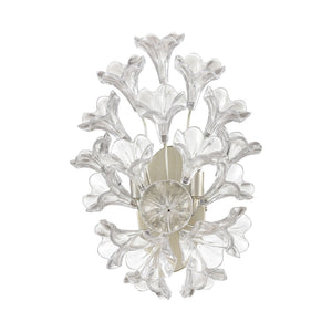 Atlas Celene 2-Light Sconce - Elegant Aged Silver Wall Fixture with Clear Glass Floral Shades for Indoor Use WL11042-SV