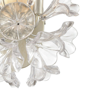 Atlas Celene 2-Light Sconce - Elegant Aged Silver Wall Fixture with Clear Glass Floral Shades for Indoor Use WL11042-SV