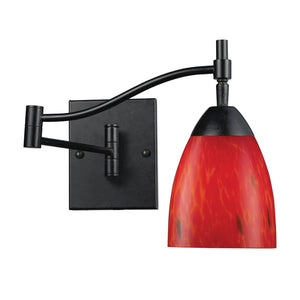 Atlas Celina 14'' 1-Light Wall Sconce - Dark Rust Frame with Vivid Red Blown Glass for Ambient Illumination WL11044-BK