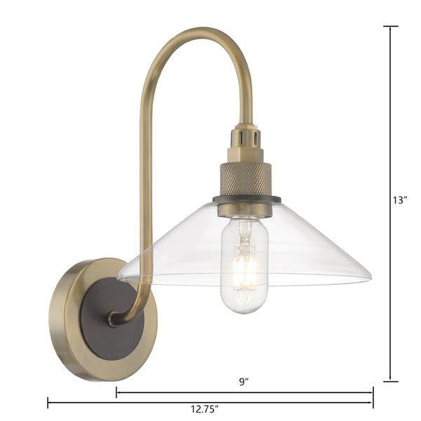 Atlas Charis 13'' High 1-Light Wall Sconce - Elegant Glass Diffuser for Timeless Home Ambiance Decor Antique Brass with Oil Rubbed Bronze WL11047-BS