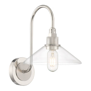 Atlas Charis 13'' High 1-Light Wall Sconce - Elegant Glass Diffuser for Timeless Home Ambiance Decor Polished Nickel with Brushed Nickel WL11047-NK