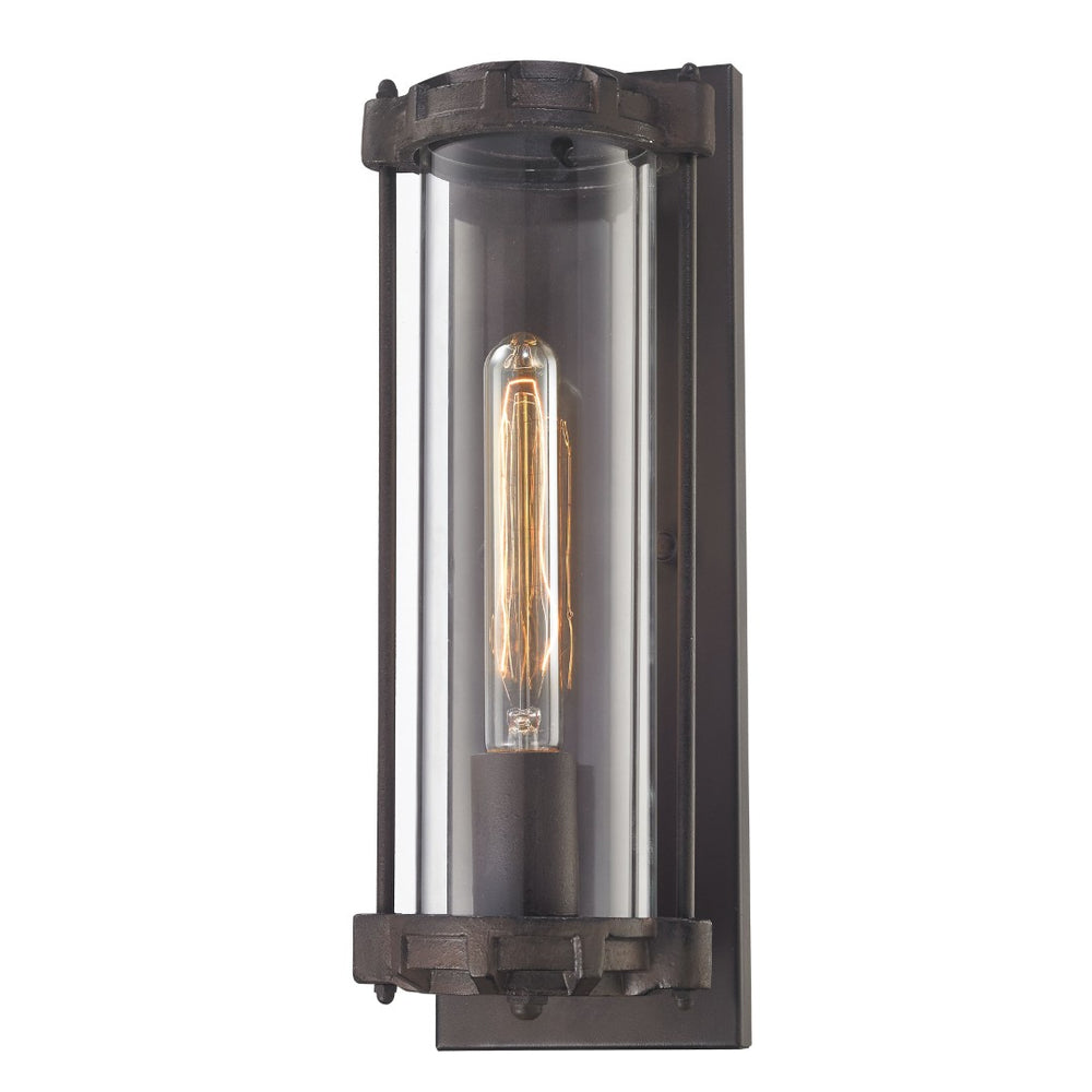 Atlas Chasebrook 15" High Vintage-Inspired 1-Light Sconce in Clay Iron for Chic Indoor & Outdoor Spaces WL11049-BK