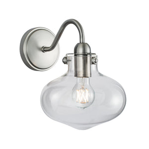 Atlas Clara 1-Light Sconce - Elegant Brushed Nickel Fixture with Curved Globe Shade for Timeless Charm WL11052-NK