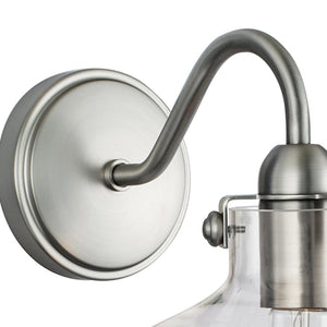 Atlas Clara 1-Light Sconce - Elegant Brushed Nickel Fixture with Curved Globe Shade for Timeless Charm WL11052-NK