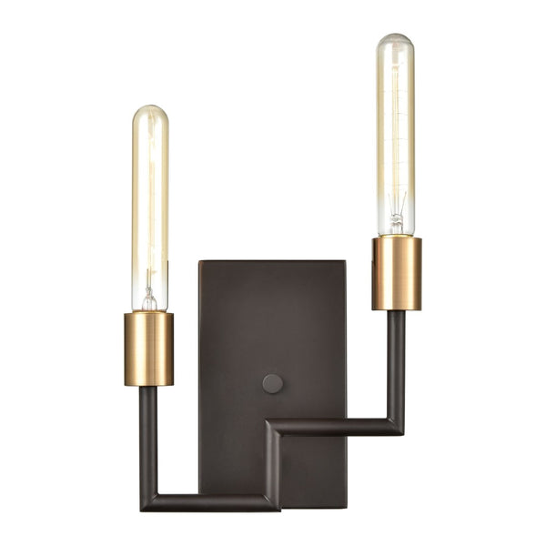 Atlas Congruency 8'' High 2-Light Wall Sconce - Modern Oil Rubbed Bronze with Geometric Design Appeal WL11053-BZ