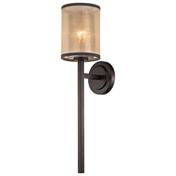 Atlas Diffusion 24'' High 1-Light Sconce - Antique Mercury Glass & Beige Organza Shade in Bronze Finish WL11063-BZ
