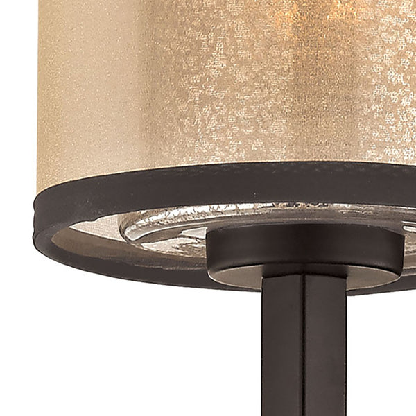 Atlas Diffusion 24'' High 1-Light Sconce - Antique Mercury Glass & Beige Organza Shade in Bronze Finish WL11063-BZ