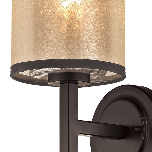Atlas Diffusion 24'' High 1-Light Sconce - Antique Mercury Glass & Beige Organza Shade in Bronze Finish WL11063-BZ