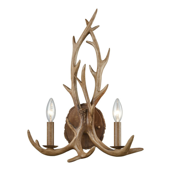 Atlas Elk 19" High 2-Light Wall Sconce - Rustic Antler Design for Cozy Indoor Spaces and Ambient Lighting WL11066-BN