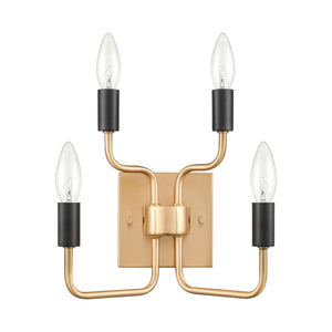 Atlas Epping 10'' 4-Light Wall Sconce in Aged Brass & Matte Black - Timeless Elegance for Any Space WL11070-BS