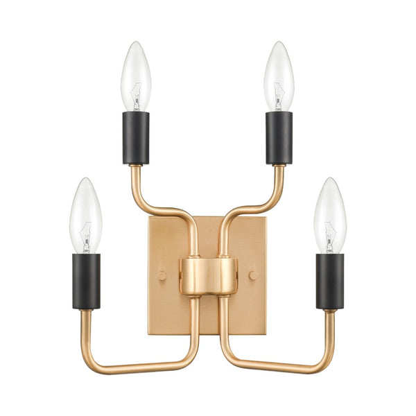 Atlas Epping 10'' 4-Light Wall Sconce in Aged Brass & Matte Black - Timeless Elegance for Any Space WL11070-BS