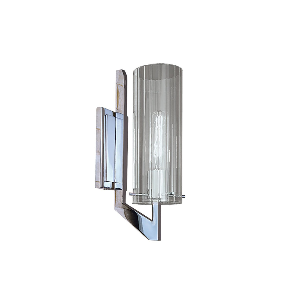 Atlas Faceted 12.75'' High 1-Light Sconce - Modern Chrome Fixture with Ribbed Glass Shade for Stylish Lighting WL11071-CH