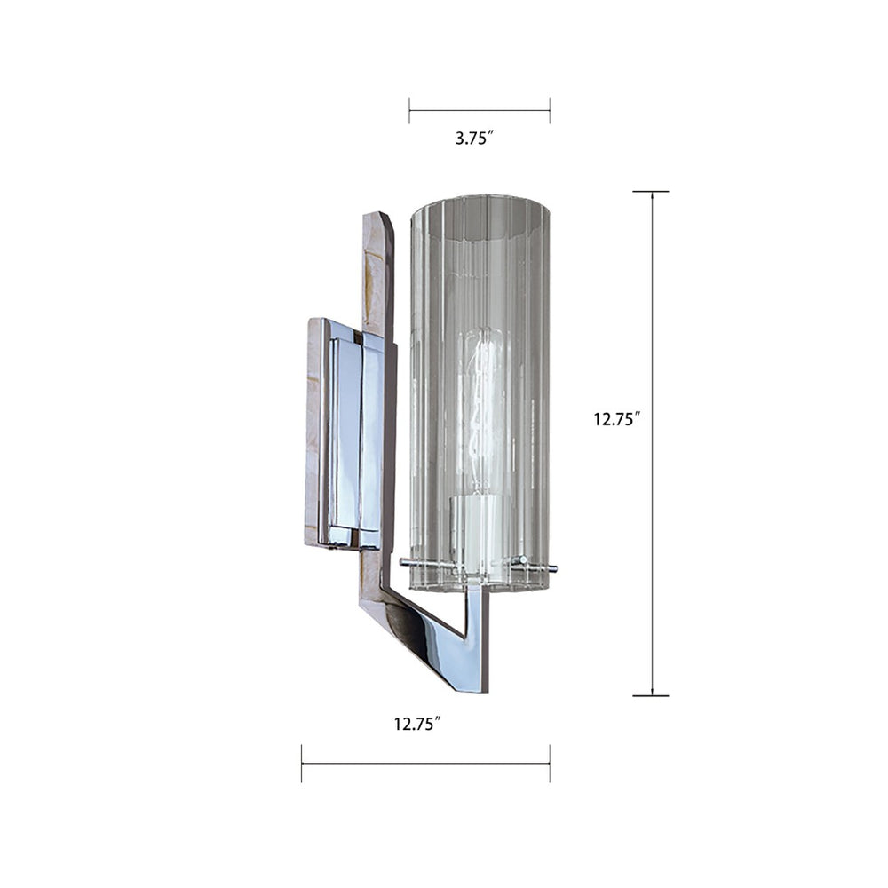 Atlas Faceted 12.75'' High 1-Light Sconce - Modern Chrome Fixture with Ribbed Glass Shade for Stylish Lighting WL11071-CH