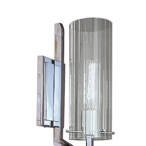 Atlas Faceted 12.75'' High 1-Light Sconce - Modern Chrome Fixture with Ribbed Glass Shade for Stylish Lighting WL11071-CH