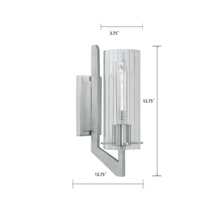 Atlas Faceted 1-Light Sconce - Brushed Nickel, Ribbed Glass Shade for Modern Hallways & Accent Walls WL11071-NK