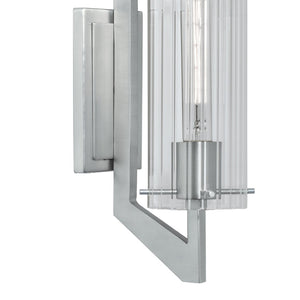 Atlas Faceted 1-Light Sconce - Brushed Nickel, Ribbed Glass Shade for Modern Hallways & Accent Walls WL11071-NK