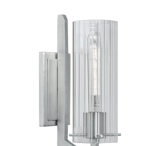 Atlas Faceted 1-Light Sconce - Brushed Nickel, Ribbed Glass Shade for Modern Hallways & Accent Walls WL11071-NK