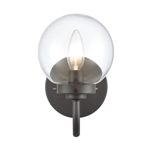 Atlas Fairbanks 1-Light Sconce - Midcentury Modern Design for Stylish Indoor Illumination in Any Space Matte Black with Clear WL11072-BK1