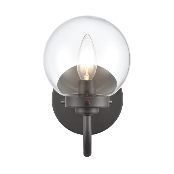 Atlas Fairbanks 1-Light Sconce - Midcentury Modern Design for Stylish Indoor Illumination in Any Space Matte Black with Clear WL11072-BK1