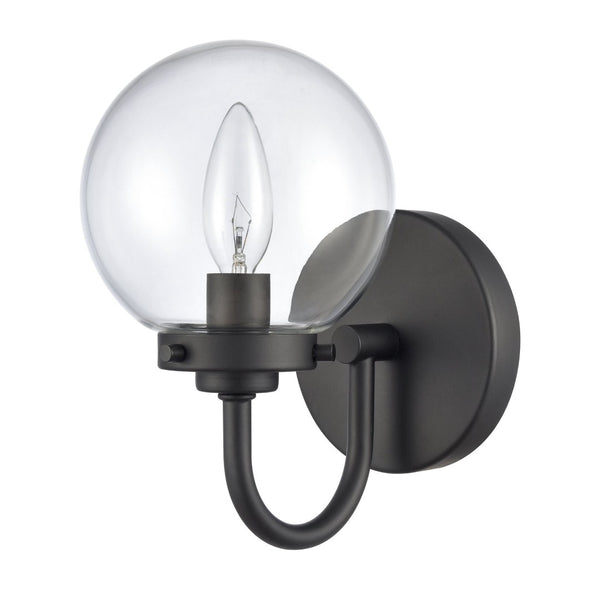 Atlas Fairbanks 1-Light Sconce - Midcentury Modern Design for Stylish Indoor Illumination in Any Space Matte Black with Clear WL11072-BK1
