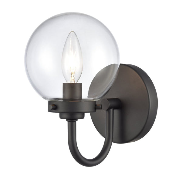 Atlas Fairbanks 1-Light Sconce - Midcentury Modern Design for Stylish Indoor Illumination in Any Space Matte Black with Clear WL11072-BK1