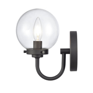 Atlas Fairbanks 1-Light Sconce - Midcentury Modern Design for Stylish Indoor Illumination in Any Space Matte Black with Clear WL11072-BK1