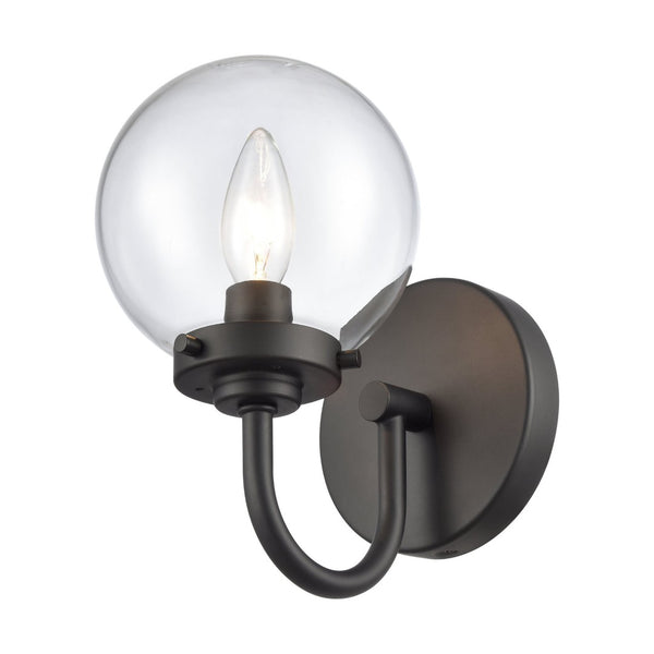 Atlas Fairbanks 1-Light Sconce - Midcentury Modern Design for Stylish Indoor Illumination in Any Space Matte Black with Clear WL11072-BK1