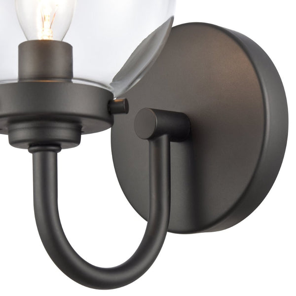 Atlas Fairbanks 1-Light Sconce - Midcentury Modern Design for Stylish Indoor Illumination in Any Space Matte Black with Clear WL11072-BK1