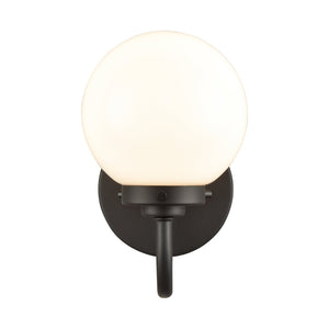 Atlas Fairbanks 1-Light Sconce - Midcentury Modern Design for Stylish Indoor Illumination in Any Space Matte Black with Opal WL11072-BK2