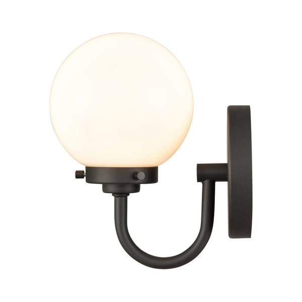 Atlas Fairbanks 1-Light Sconce - Midcentury Modern Design for Stylish Indoor Illumination in Any Space Matte Black with Opal WL11072-BK2