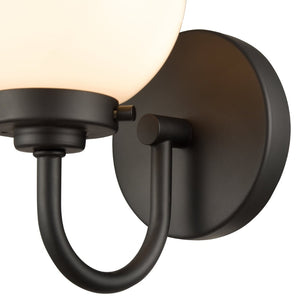 Atlas Fairbanks 1-Light Sconce - Midcentury Modern Design for Stylish Indoor Illumination in Any Space Matte Black with Opal WL11072-BK2