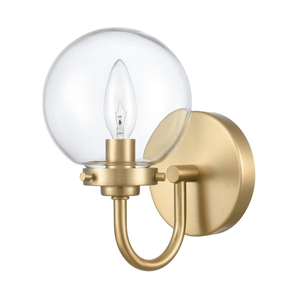 Atlas Fairbanks 1-Light Sconce - Midcentury Modern Design for Stylish Indoor Illumination in Any Space Brushed Gold and Clear WL11072-GD1