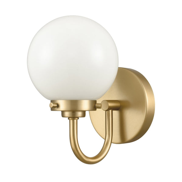 Atlas Fairbanks 1-Light Sconce - Midcentury Modern Design for Stylish Indoor Illumination in Any Space Brushed Gold and Opal WL11072-GD2