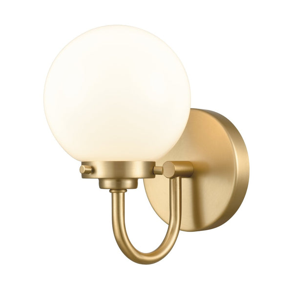 Atlas Fairbanks 1-Light Sconce - Midcentury Modern Design for Stylish Indoor Illumination in Any Space Brushed Gold and Opal WL11072-GD2