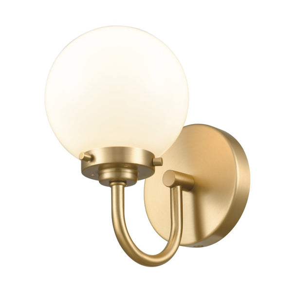 Atlas Fairbanks 1-Light Sconce - Midcentury Modern Design for Stylish Indoor Illumination in Any Space Brushed Gold and Opal WL11072-GD2
